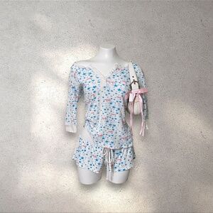 Y2K O’Neill Blue Star Pajama Set | Thermal Waffle Knit